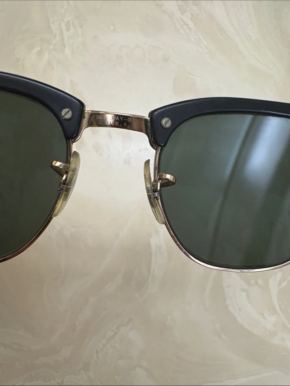 Ray-Ban Black and Gold Clubmaster Sunglasses with Dark Lenses